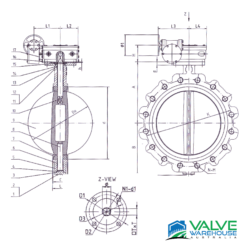 butterfly valve diagram lever wafer lug lugged ductile iron table specs