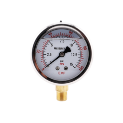 Pressure Gauge 63mm Liquid Filled Dial Bottom Entry