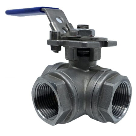 Stainless Steel 316 3-way Ball Valve L-port Lever Female BSP