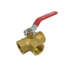 Brass 3-way Ball Valve L-port Lever Operated Female BSP Thread