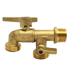 Dual Outlet Brass Hose Tap