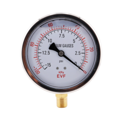 Vacuum Gauge 100mm Liquid Filled Dial Bottom Entry