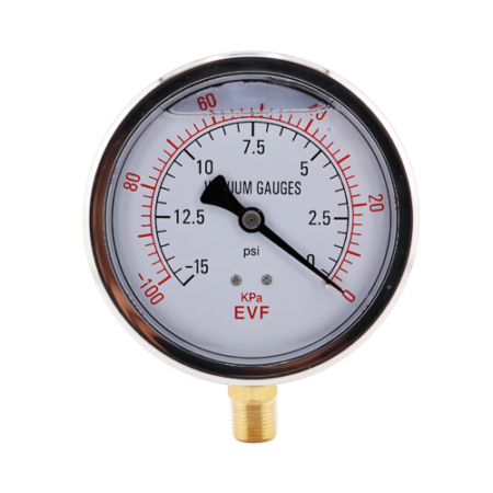 Vacuum Gauge 100mm Liquid Filled Dial Bottom Entry