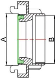 Aluminium Storz Fitting x Female BSP Adaptor Diagram