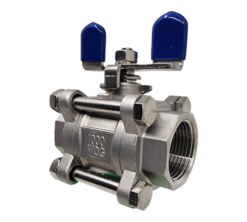 SS 316 T-handle Ball Valve 3-piece Female BSP Thread Full Bore