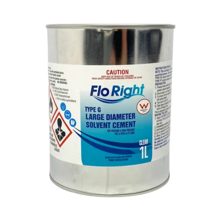 solvent pvc adhesive cement large bore diameter upvc pipe glue Flo Right 1L Clear